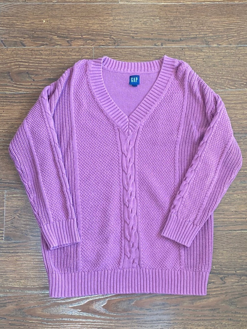 GAP Cotton Pink/Purple Cable Knit Oversized Sweater (Small)